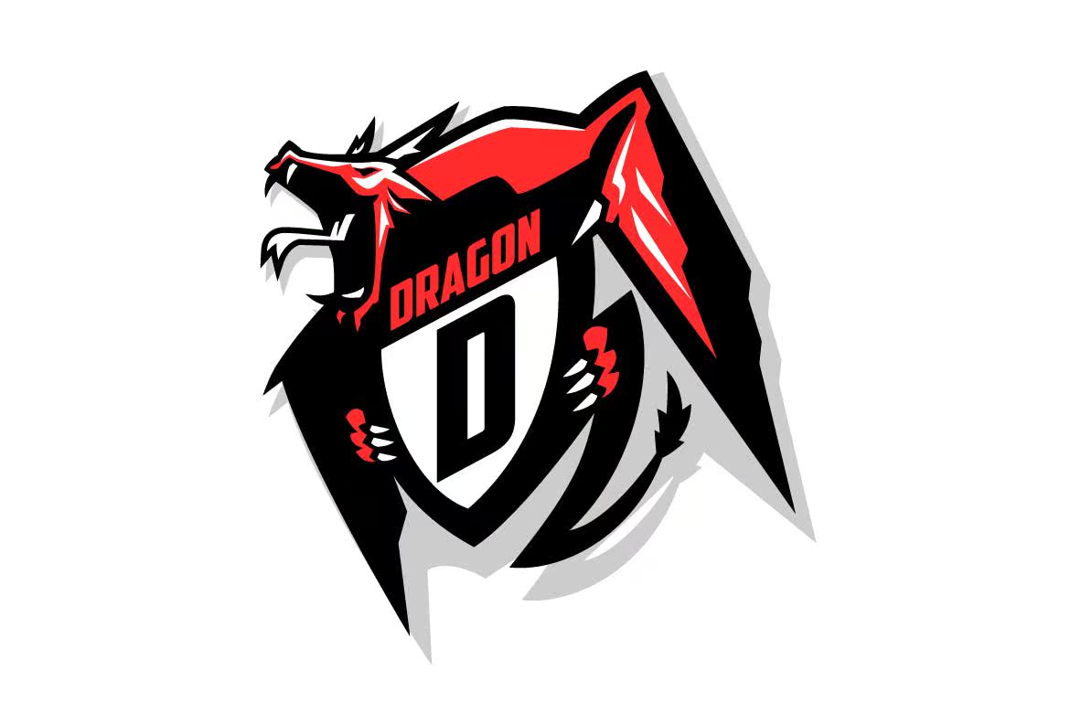 翼龙电子竞技俱乐部标志徽章设计模板 Dragon Esports Logo