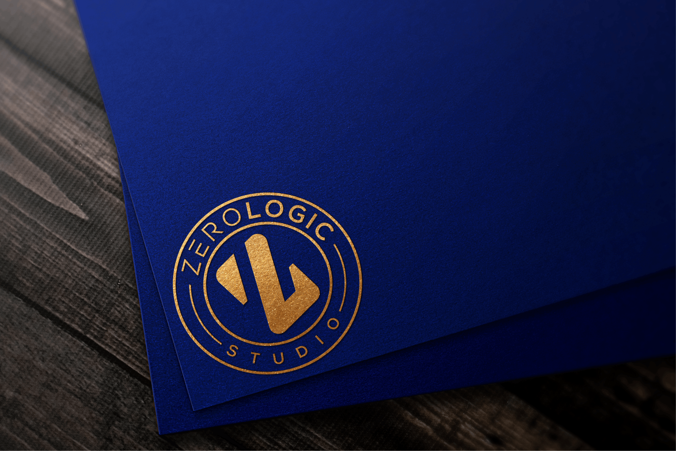 蓝色纸纹理豪华Logo设计样机 BLUE PAPER MOCKUPS TEXTURE