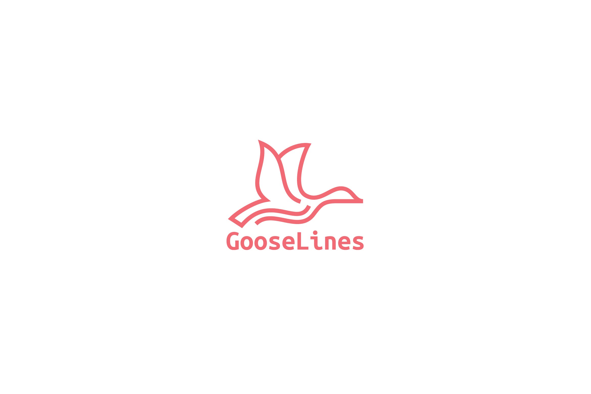 天鹅简笔画线条图形Logo设计模板 Goose Lines Logo