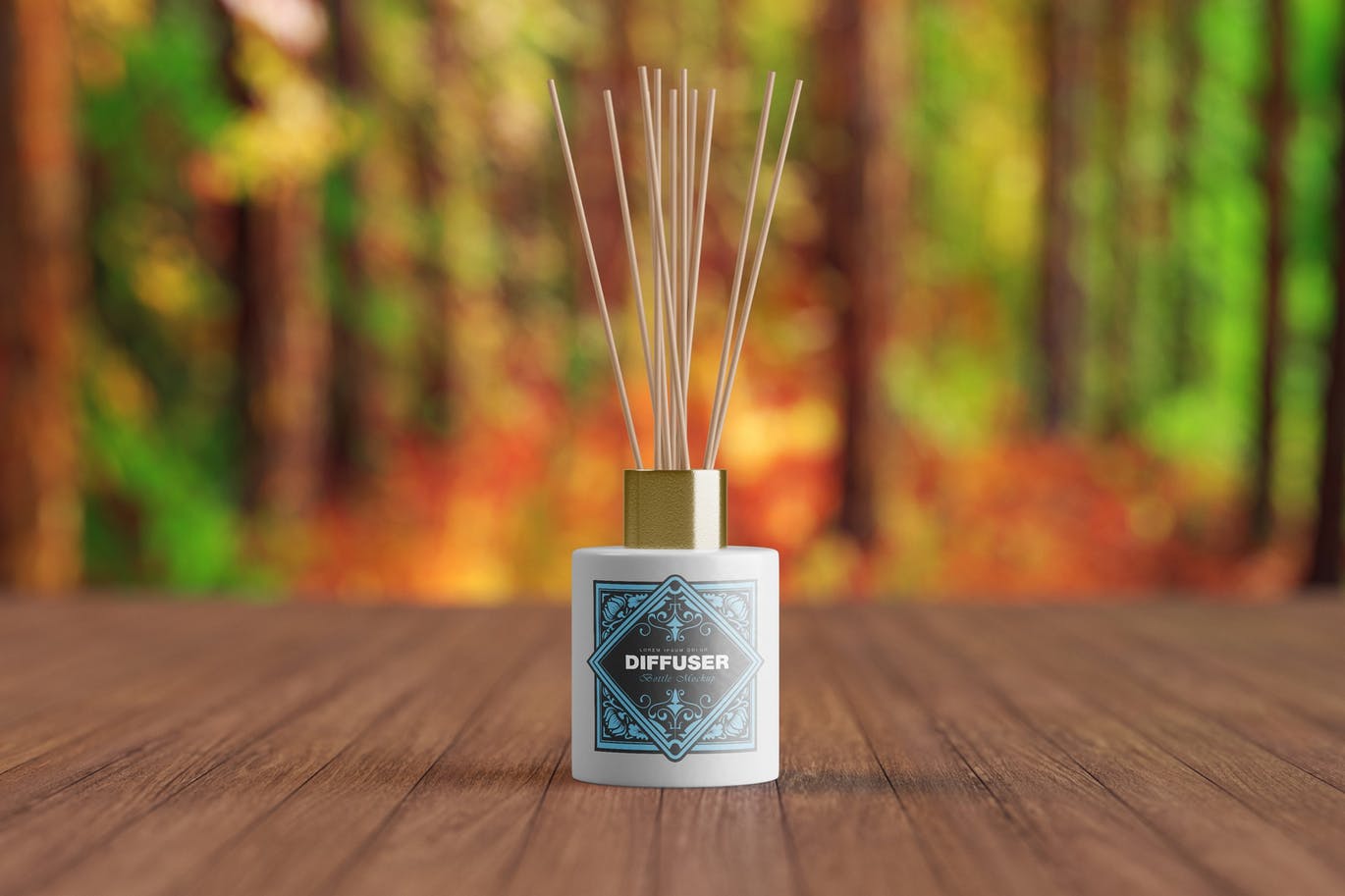 香薰器玻璃瓶包装设计样机 Reed Diffuser Glass Bottle Mockup