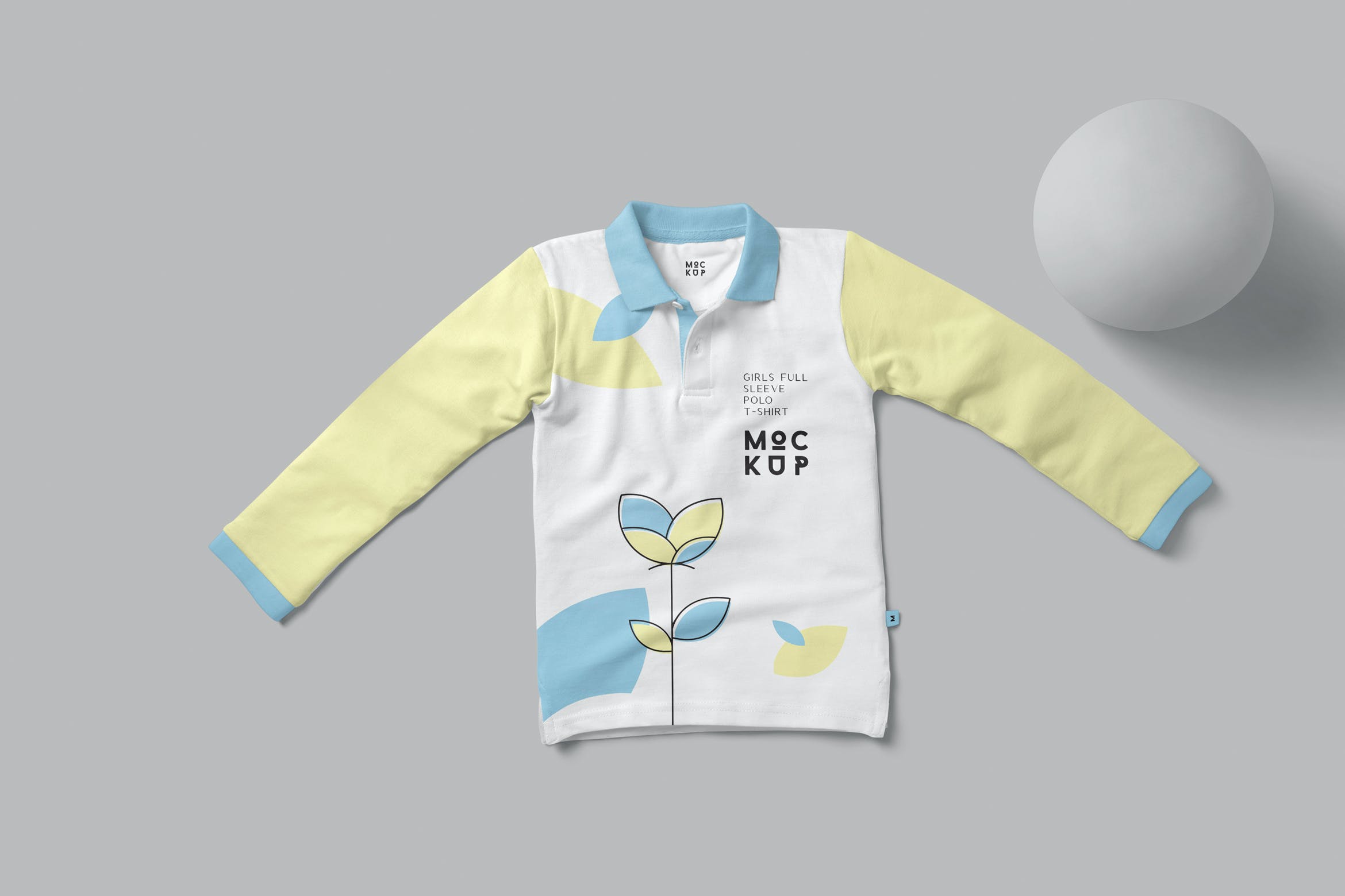 女孩全袖马球衫服装设计样机 Girl Full Sleeve Polo Shirt Mockups