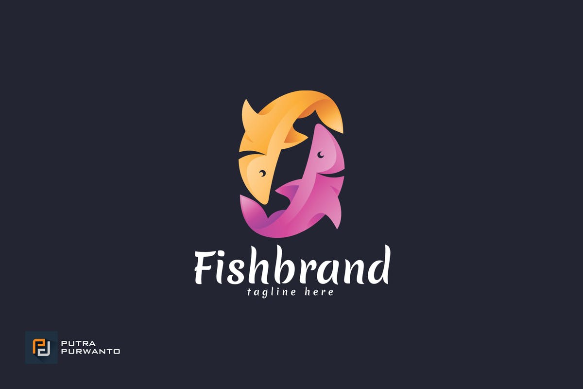 创意双鱼图形品牌Logo模板 Fish Brand – Logo Template