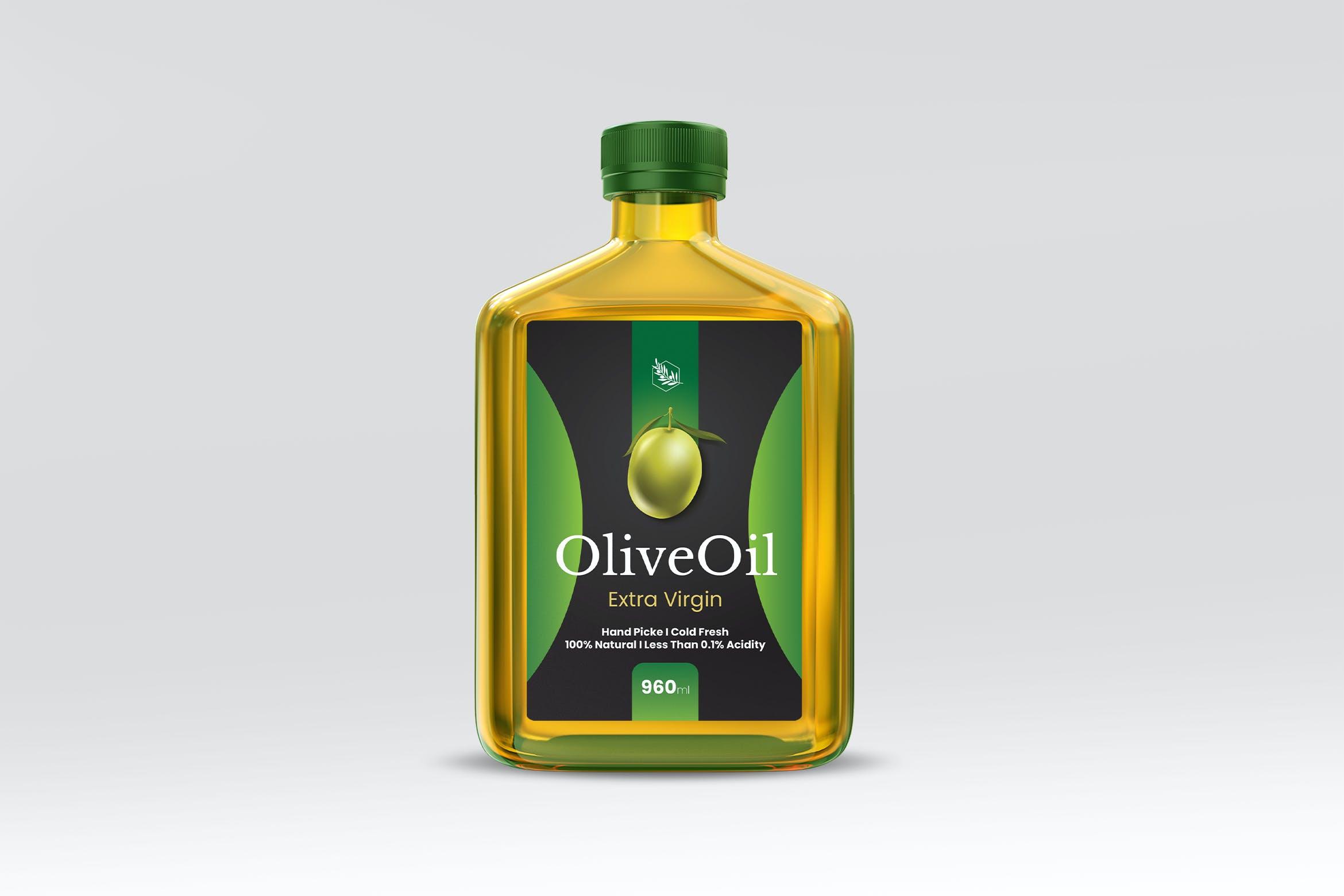 橄榄油玻璃瓶包装设计展示模板 Olive Oil Design