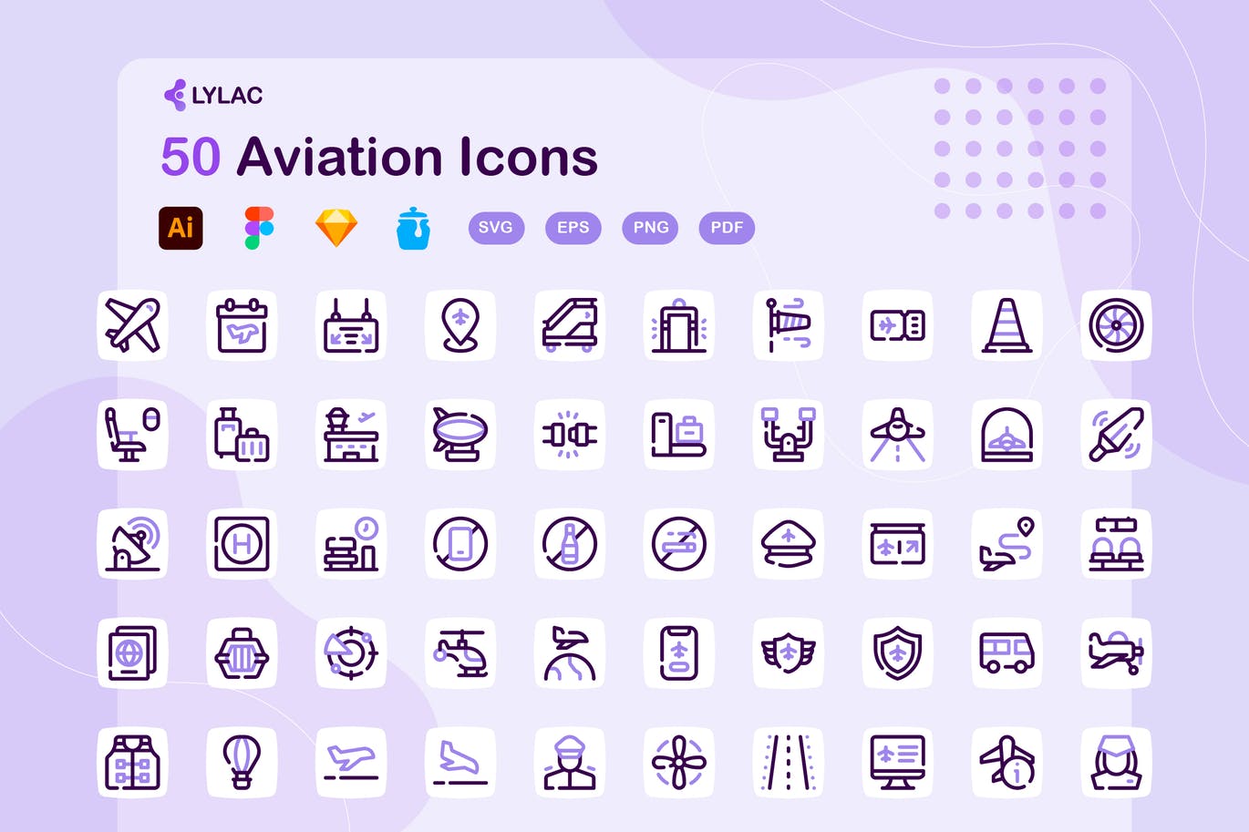 航空元素图标 (AI,EPS,FIG,JPG,PDF,PNG,SKETCH,SVG)