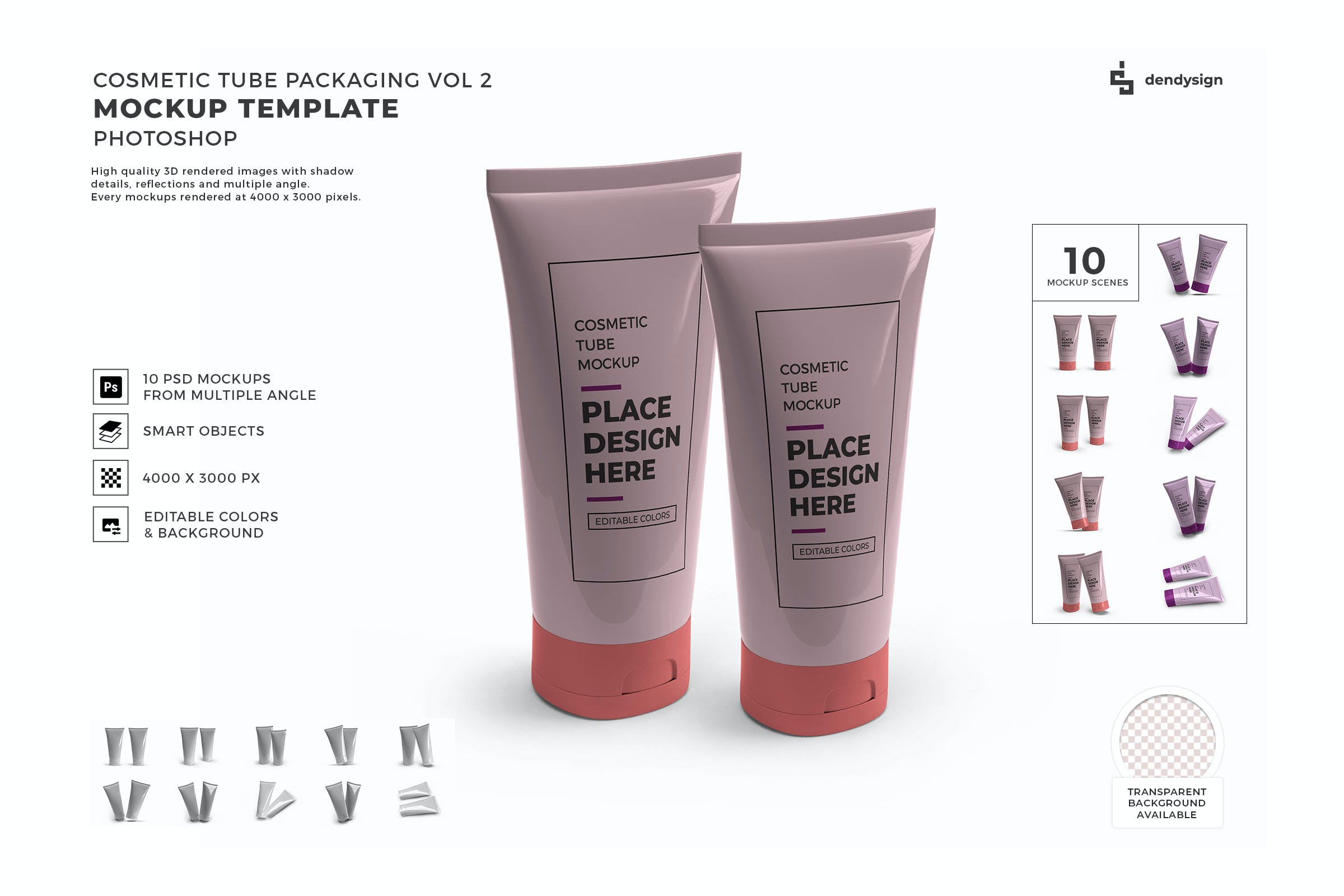 洗面奶化妆品软管包装设计样机模板合集v2 Cosmetic Cream Tube Mockup Template Set Vol 2