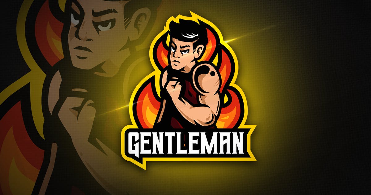 肌肉绅士电子竞技Logo&队徽设计模板 Gentleman – Mascot & Esport Logo