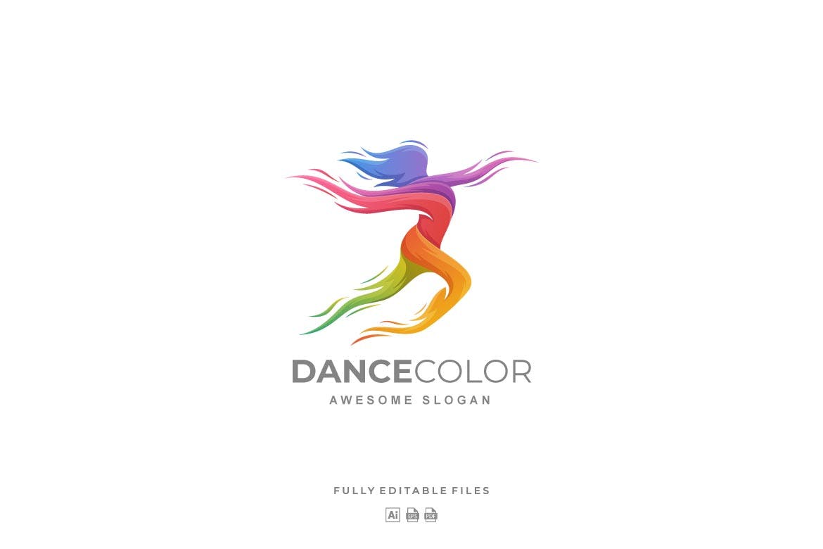 舞蹈主题渐变色设计风格Logo设计模板 Dance Color Gradient Logo