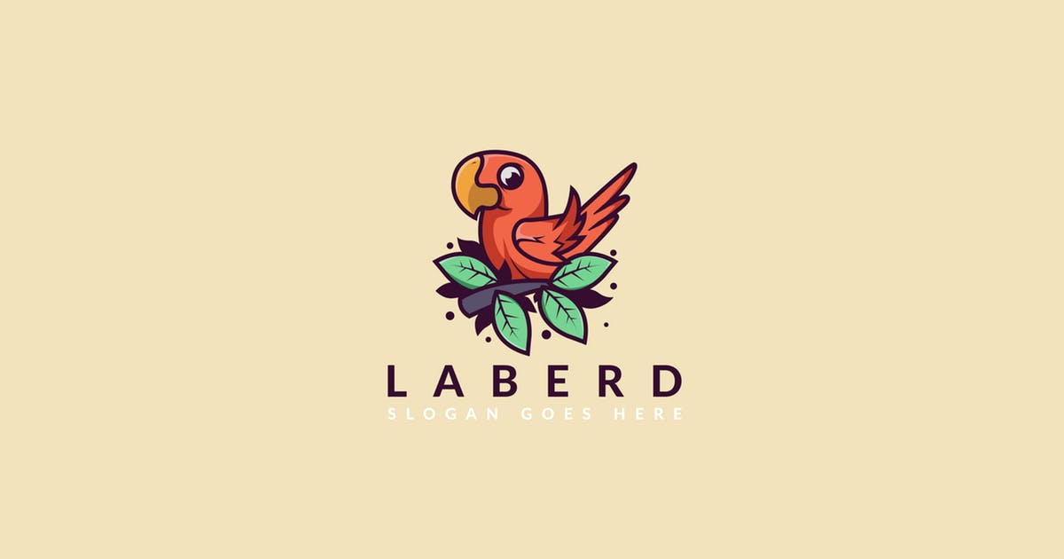 卡通鹦鹉鸟动物Logo设计模板 Bird Parrot Logo Template