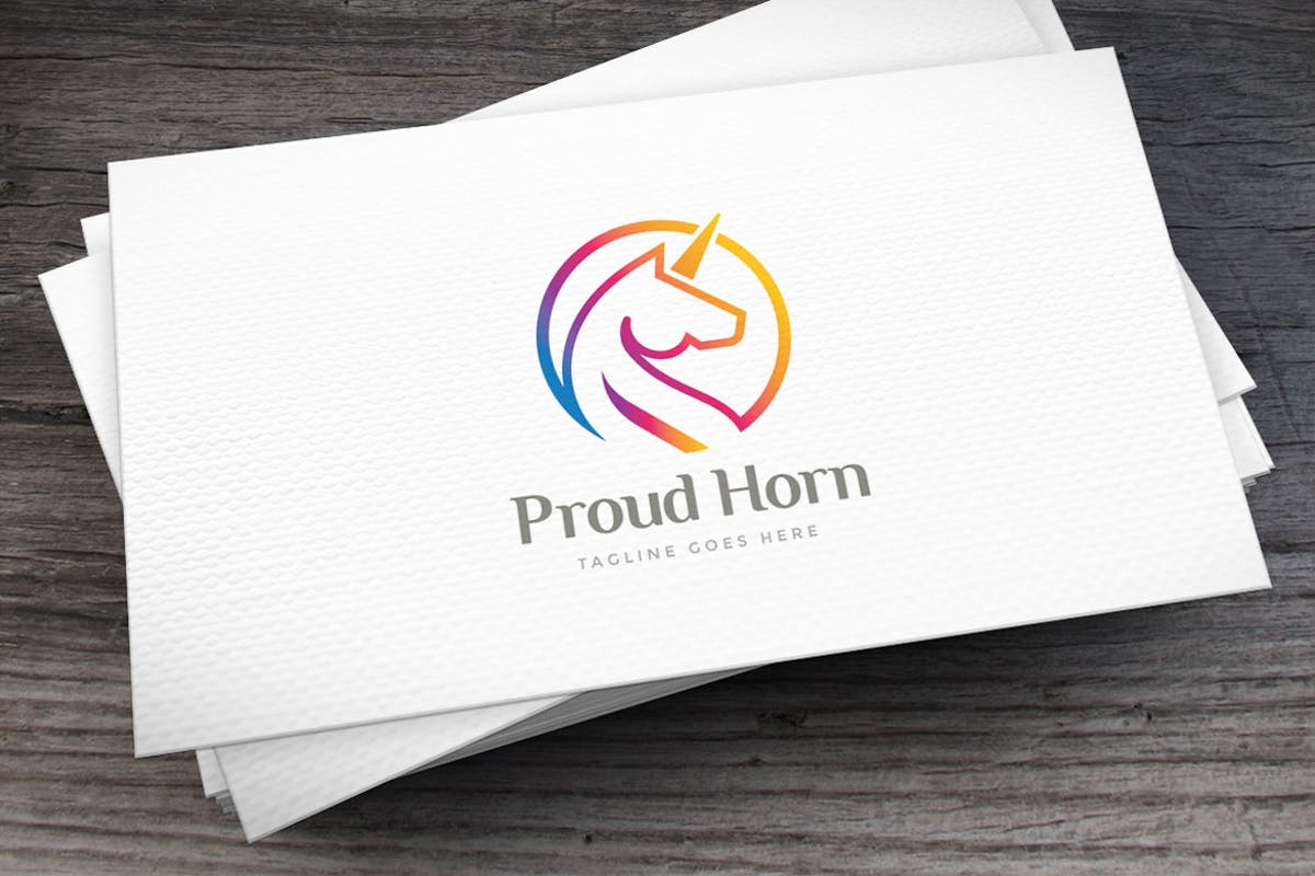 独角兽徽标Logo设计模板 Proud Horse Logo Template