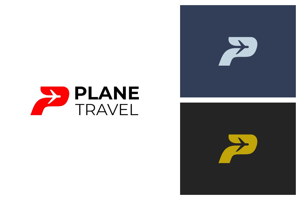 航空公司Logo商标设计模板 Plane P Letter Logo