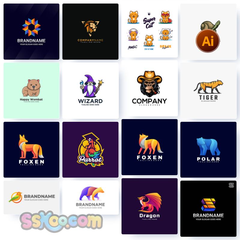创意动物印花图案LOGO标志徽标ai矢量设计素材