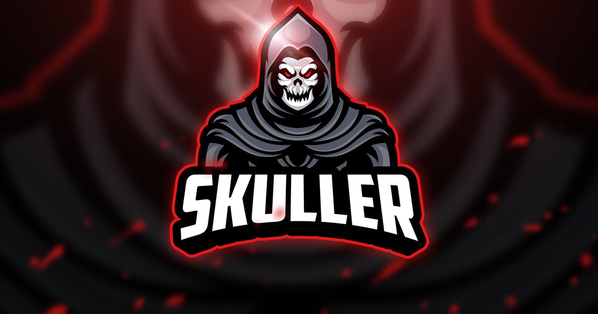 邪恶死神电子竞技吉祥物Logo标志设计模板 Skuller – Mascot & Esport Logo