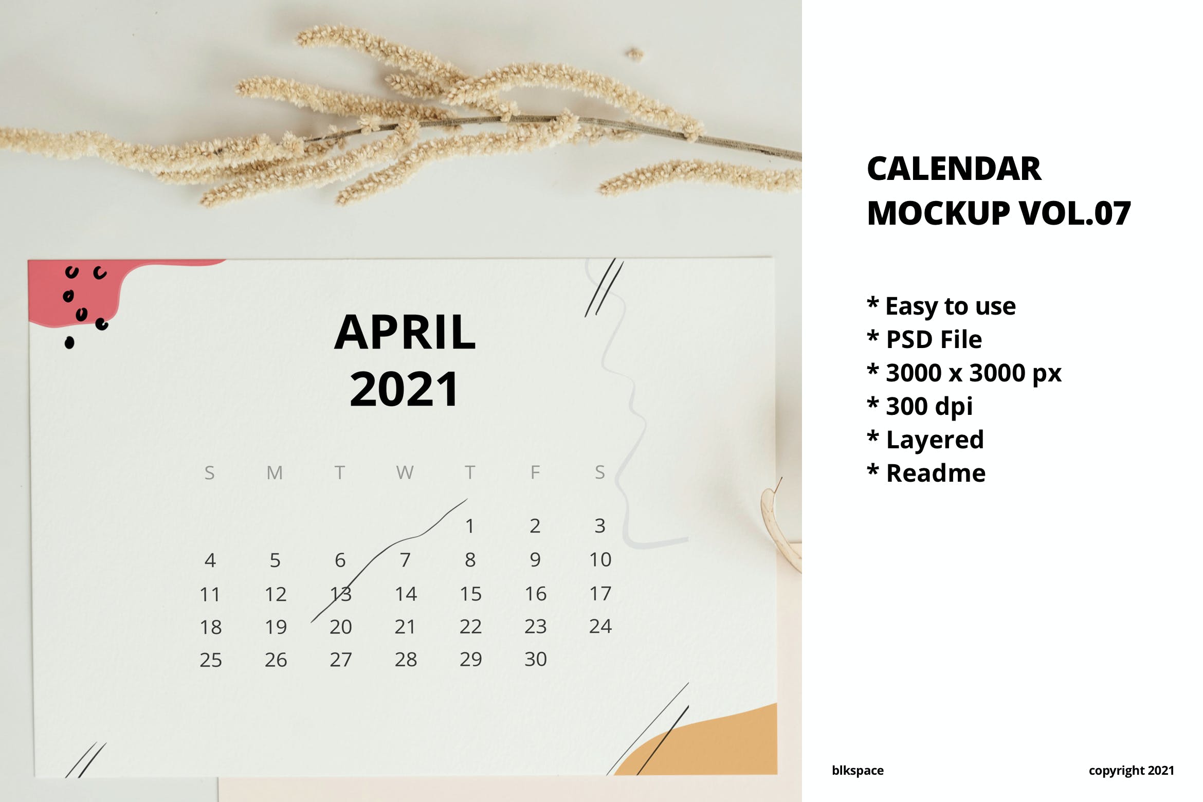 年份日历设计样机素材v7 Calendar Mockup Vol.07