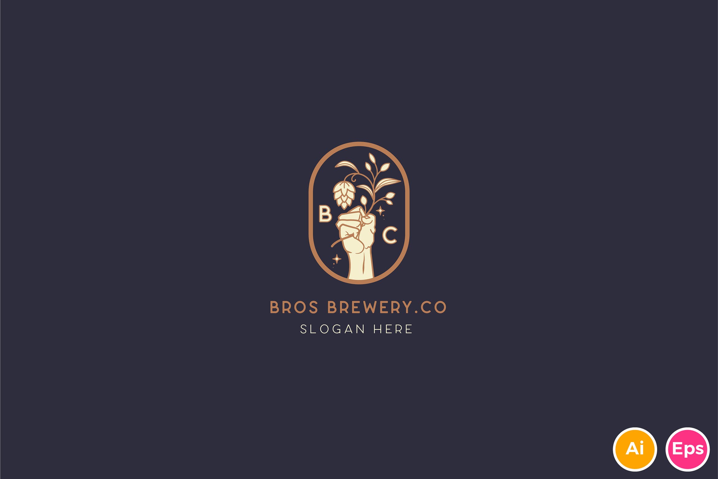 咖啡/啤酒品牌Logo设计模板 Brewery Brotherhood cafe beer Logo Template