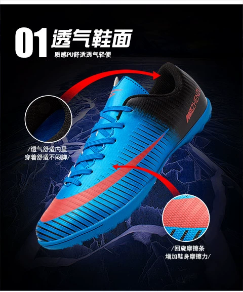 Giày bóng đá học sinh nam mùa hè thoáng khí cho trẻ em móng tay gãy World Cup cỏ gai đào tạo thi đấu thanh thiếu niên - Giày bóng đá