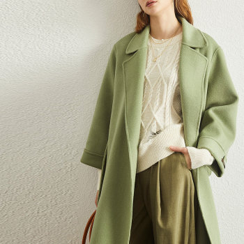 Korean mid-length cashmere double-sided wool coat