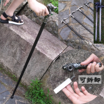 Longquan metal stainless steel hand cane sword detachable body-proof crutch sword non-slip stick climbing dragon head walking stick unopened blade