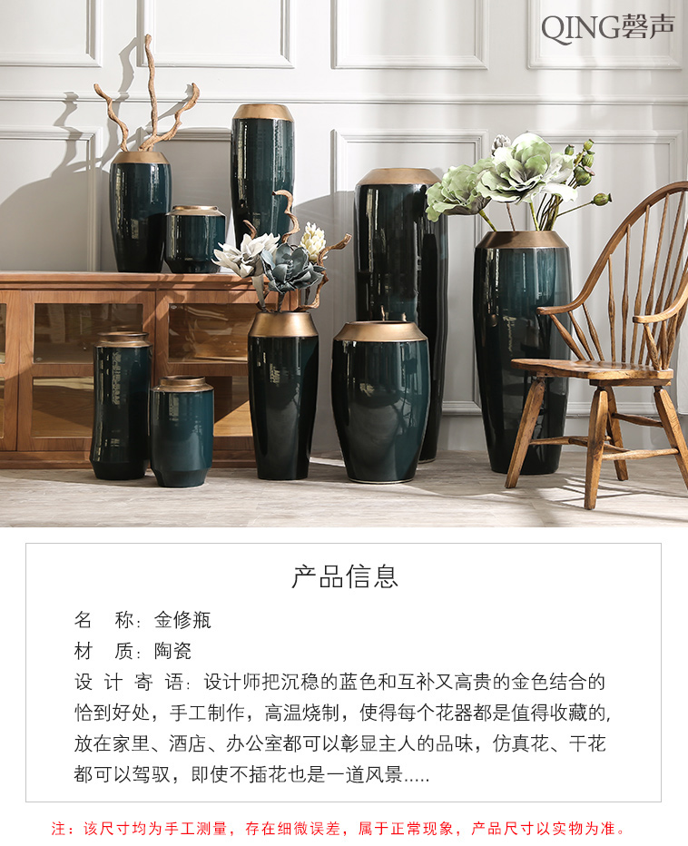 Ceramic furnishing articles sitting room of large vase flower arranging dried flower porcelain hotel villa household contracted and I adornment