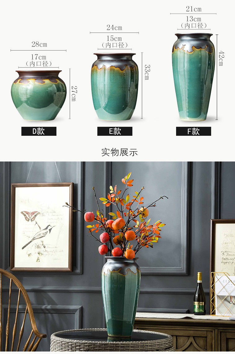 Vase furnishing articles dried flower arranging flowers sitting room decoration ceramic vases of Chinese style restoring ancient ways household decorative pottery by hand