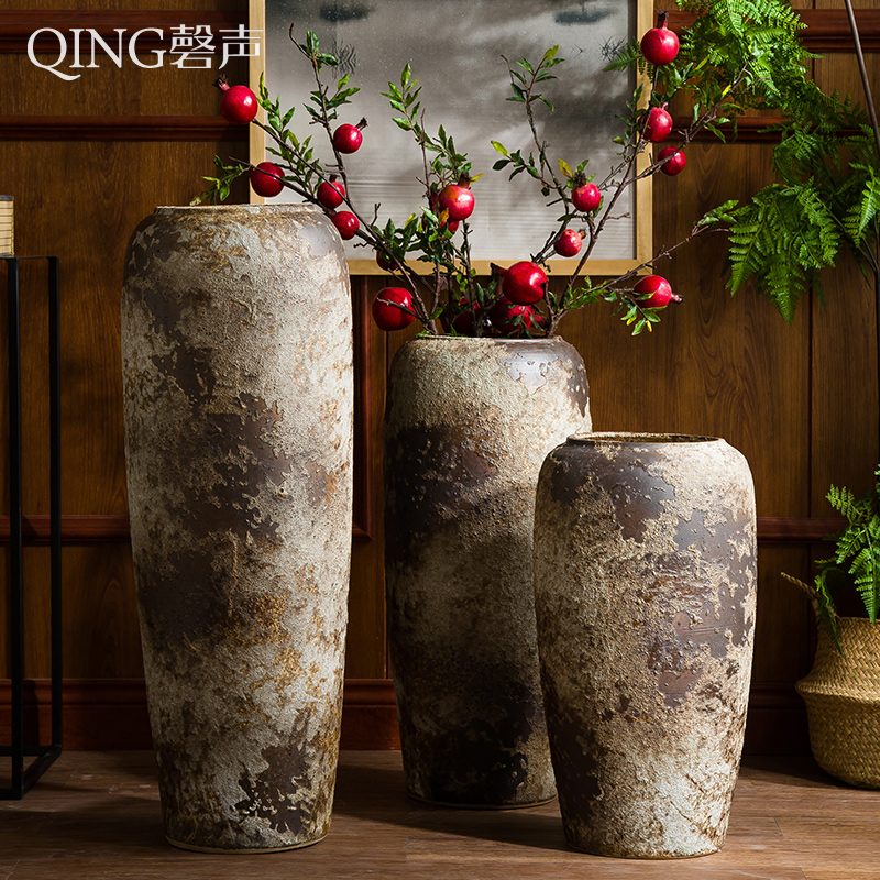 Ceramic furnishing articles of large vases, Chinese style restoring ancient ways is dried flower arranging flowers coarse pottery sitting room hotel villa pottery decoration