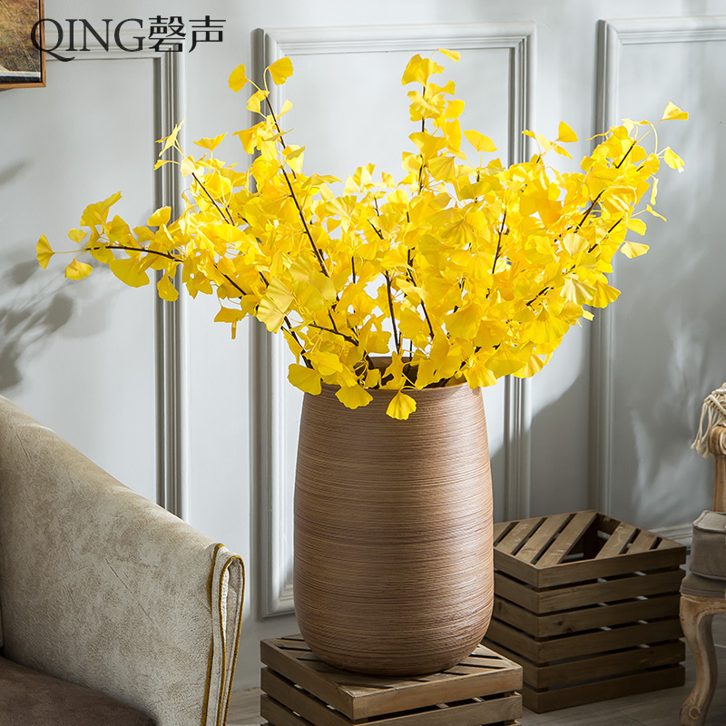 Decoration to the hotel villa large vase furnishing articles sitting room ground flower arranging the Nordic creative green plant ceramic flower pot cylinder