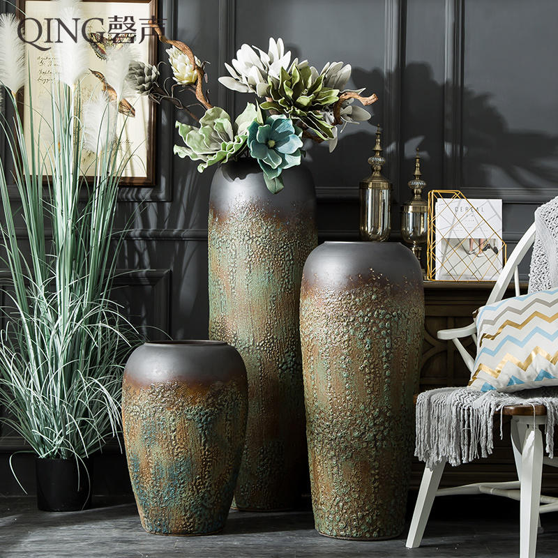 Jingdezhen ceramic floor large vase furnishing articles sitting room TV ark, flower arranging dried flower porcelain Chinese style restoring ancient ways POTS