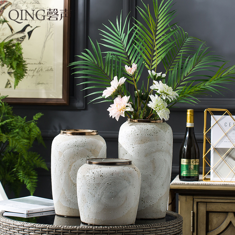 Vase furnishing articles dried flower arranging flowers sitting room decoration ceramic vases I and contracted household decorative pottery by hand