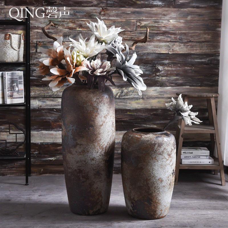 Jingdezhen ceramic vase household living room TV cabinet flower arrangement to restore ancient ways do old large ground decorative dried flowers furnishing articles