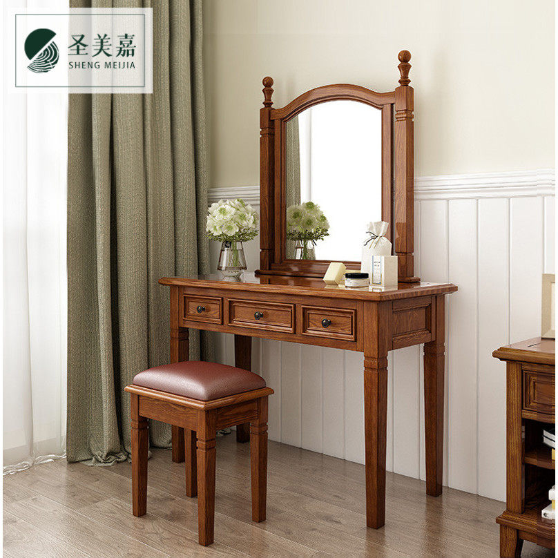 American Solid Wood Makeup Bench Makeup Mirror One Meter Containing Makeup Table With Mirror Integrated Small Family Type Bedroom Furniture