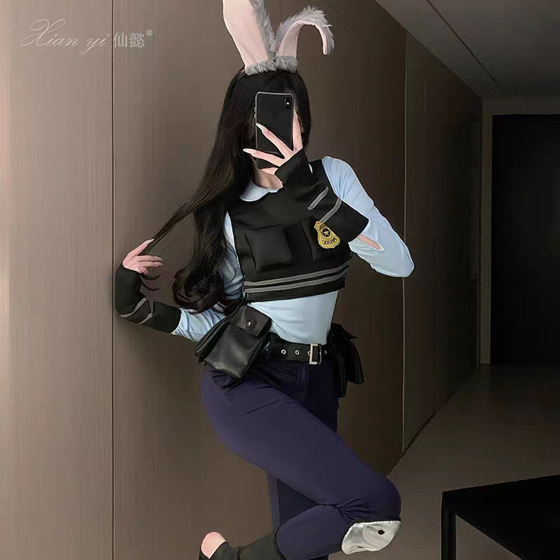 Milkcap "Officer Judy Hopps" Zootopia Rabbit Cosplay Costume Halloween Outfit Female Rabbit Police Officer Costume Milkcap "Officer Judy Hopps" Zootopia Rabbit Cosplay Costume Halloween Outfit Female Rabbit Police Officer Costume
