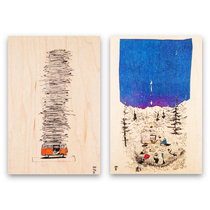 French Woodhi Art Maple Wood Postcard France National Library Cooperation Retro Greeting Cards