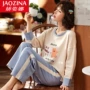 Bộ đồ ngủ nữ mùa xuân và mùa thu cotton dài tay phiên bản Hàn Quốc của các sinh viên mới có thể mặc bộ đồ dễ thương phục vụ tại nhà mùa thu đông đồ bộ thun