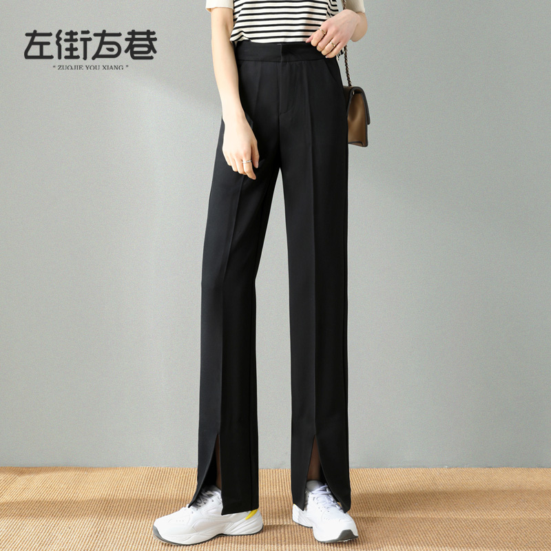 Suit Broadlegged Pants Woman Loose Spring Dress 2022 New Straight Drum High Waist Display Slim Fit 100 hitch Fork Casual Pants