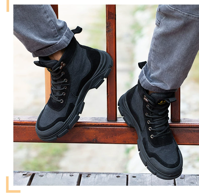 Labor protection shoes for men and women, three-proof high-top work anti-smash and anti-puncture steel toe all-season soft sole electricians plus velvet in winter