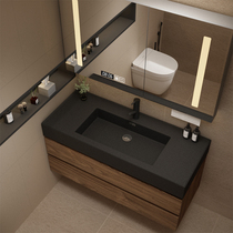 Black walnut color bathroom cabinet combination bathroom washbasin rock integrated washbasin sanitary ware Nordic