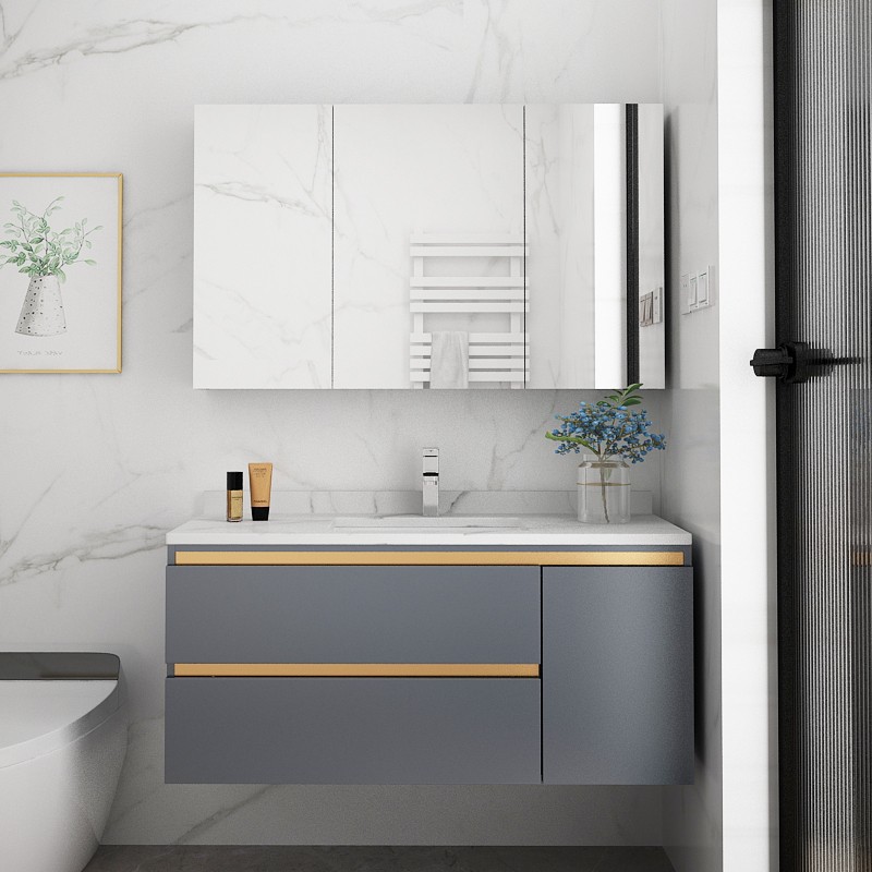 Light Luxurious Bath Room Cabinet Composition Hand Wash Table Basin Cabinet Makeup Room Washbasin Modern Minima Wash Terrace Ceramic Integrated Basin