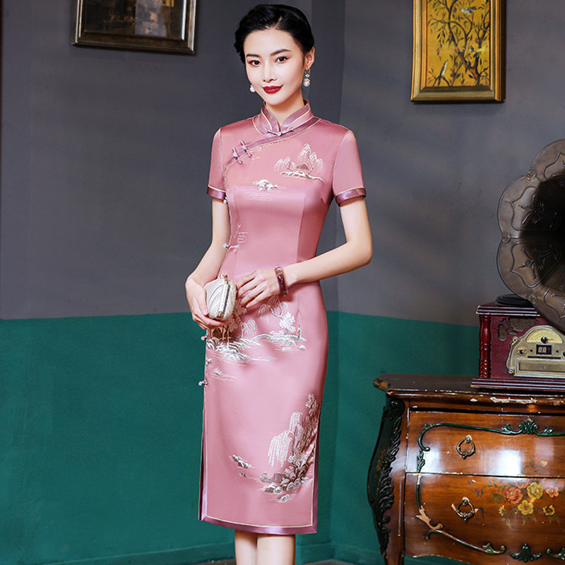 Old Shanghai high-end improved cheongsam 2022 summer new middle-aged women young mother noble dress