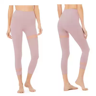 Alo Yoga mesh stitching sports fitness high waist Yoga pants leggings seven points Spatial Caprl