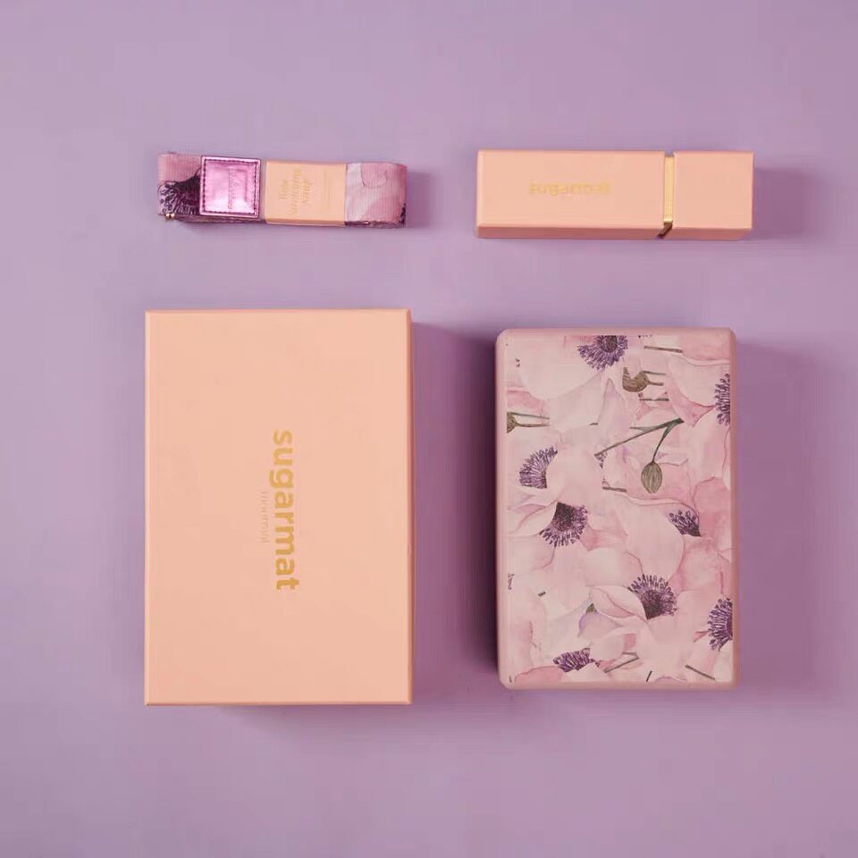 sugarmat autumn and winter sports aids yoga brick stretch belt set candy plum purple