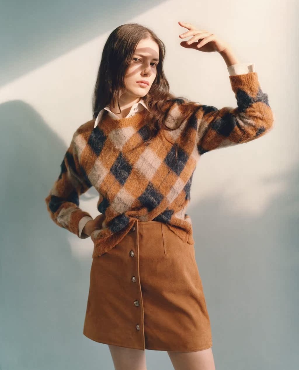 French local purchase ALEXA CHUNG Miss Zhong England plaid sweater