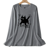 YD JeansWest Женская повседневная хлопковая футболка с длинным рукавом с принтом, осень 2025, новый продукт, нишевая женская верхняя тенденция