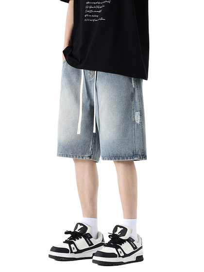 KP真维斯男装2025夏季新款潮流个性牛仔短裤休闲百搭显高五分裤