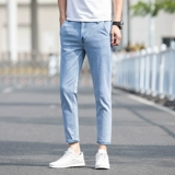 Весенние однотонные джинсовые джинсы, эластичные штаны для отдыха