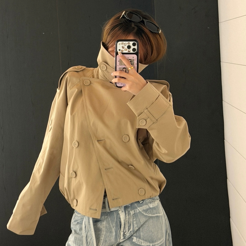 Halfmood26 Early Autumn New Style Ac Design Niche Loose Short Double-Breasted Trench Coat Unisex Halfmood26 Early Autumn New Style Ac Design Niche Loose Short Double-Breasted Trench Coat Unisex