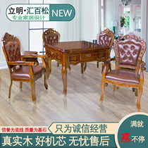 Smart luxury electric automatic mahjong machine household European-style solid wood mahjong table rice table integrated dual-purpose mute