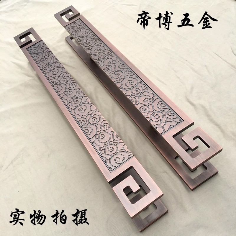 Chinese handle glass door handle antique copper wood door handle custom logo handle black double door armrest