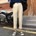 Thu đông 2018 phiên bản Hàn Quốc hoang dã buông lơi chín điểm là quần skinny nữ cạp cao thẳng màu đen. thời trang công sở nữ Quần jean