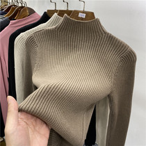 Semi-high collar pit strip thin thickened sweater womens 2020 autumn and winter new basic section with a base sweater top