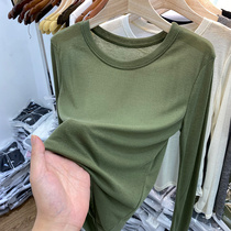 Eurostock pure color 100 lap thin air-permeable long sleeve T-shirt woman 2022 spring and summer new loose sunscreen blouse blouse