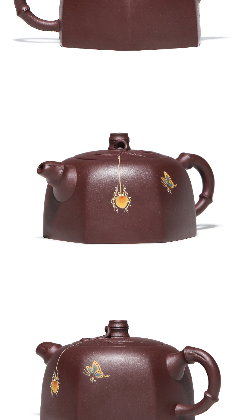 Mingyuan tea pot of yixing it pure manual undressed ore old purple clay teapot the six - party coloured drawing or pattern for private use tea set